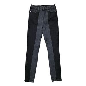 Kendall + Kylie Skinny Jeans Women’s 26 Black Gray High Waist Two Tone